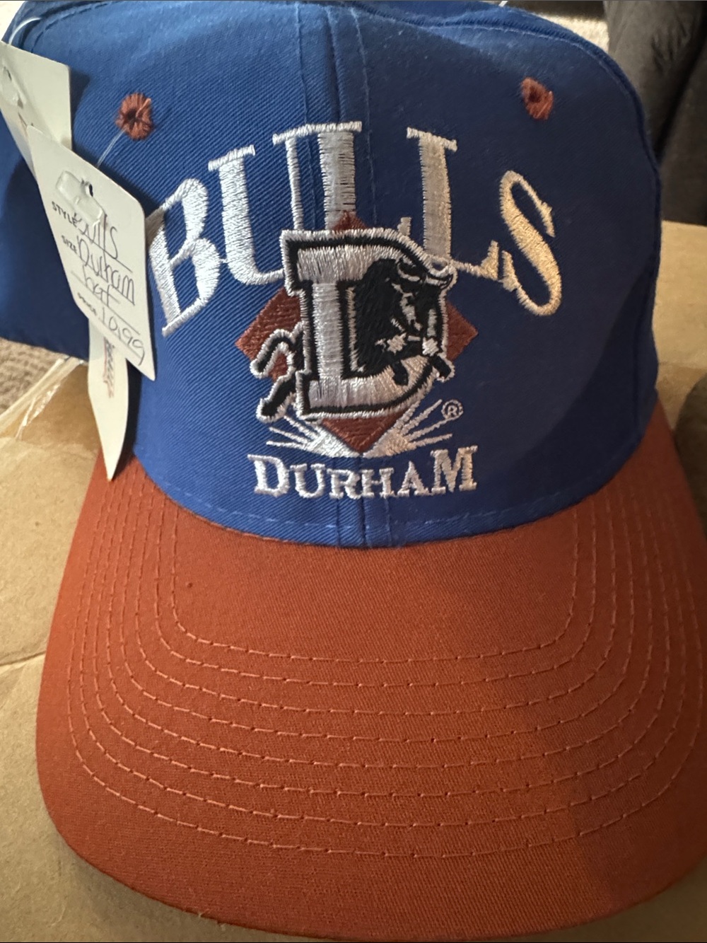 Durham Bulls Blue and Rust Two-Tone Snapback Hat 90s Collectible